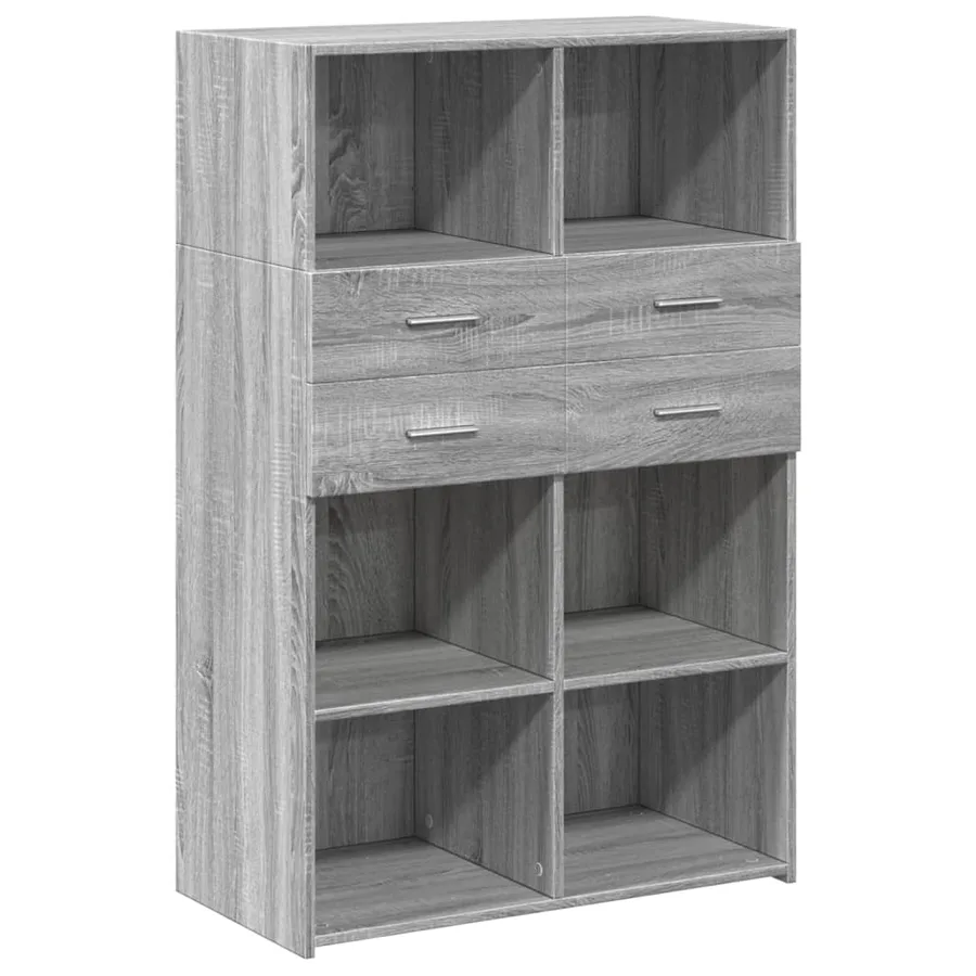 Buffet haut sonoma gris 80x42,5x124 cm bois d'ingénierie - 2