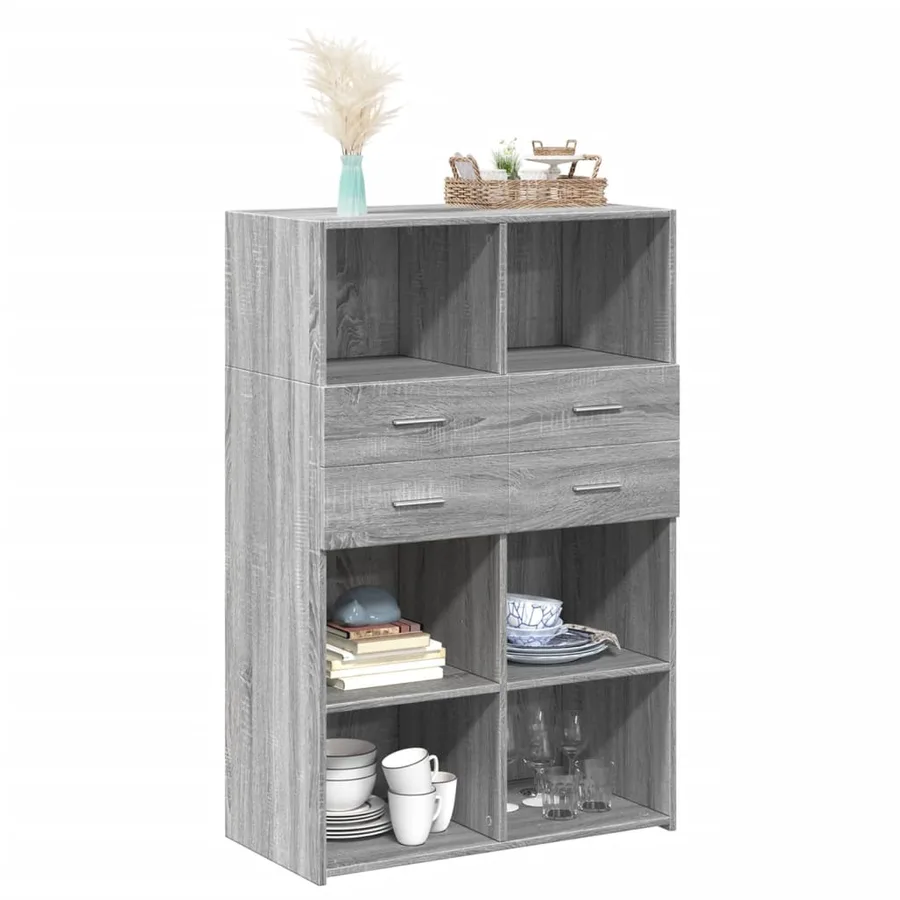 Buffet haut sonoma gris 80x42,5x124 cm bois d'ingénierie - 3