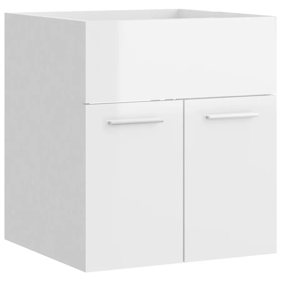 Ensemble de meubles de salle de bain Blanc brillant Aggloméré - 10