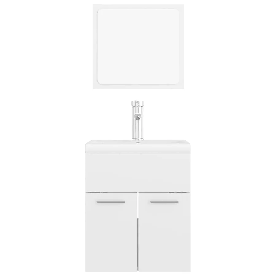 Ensemble de meubles de salle de bain Blanc brillant Aggloméré - 6