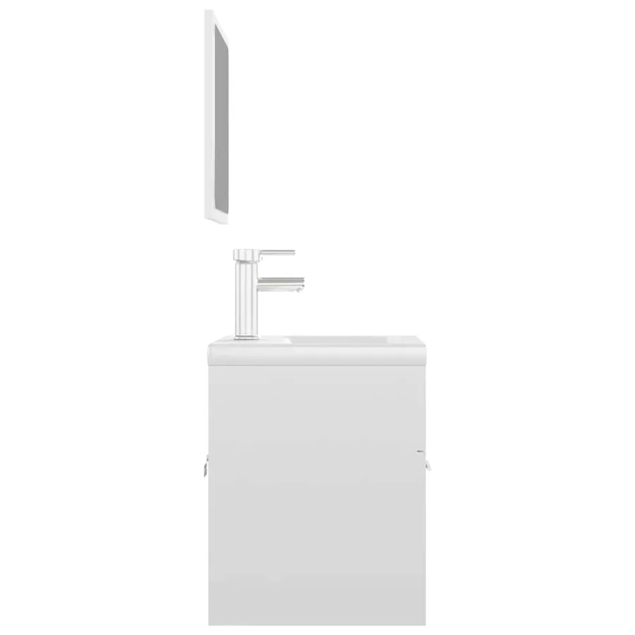 Ensemble de meubles de salle de bain Blanc brillant Aggloméré - 7