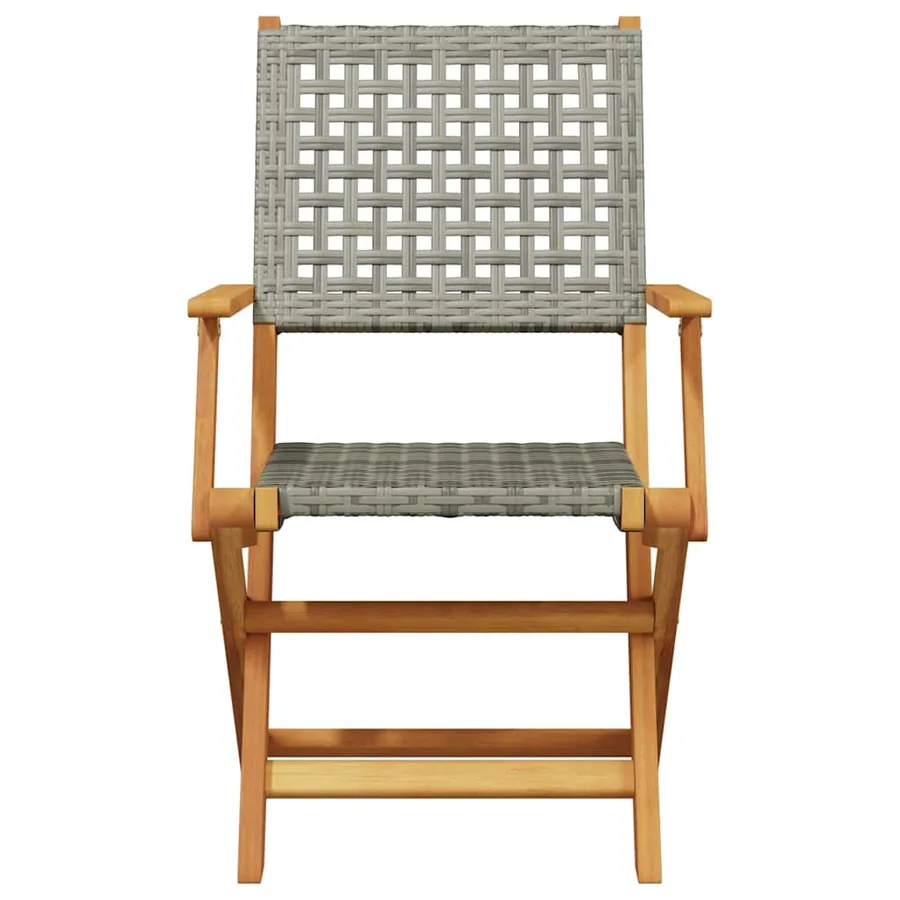 Ensemble de bistro 3 pcs gris résine tressée et bois massif - 3