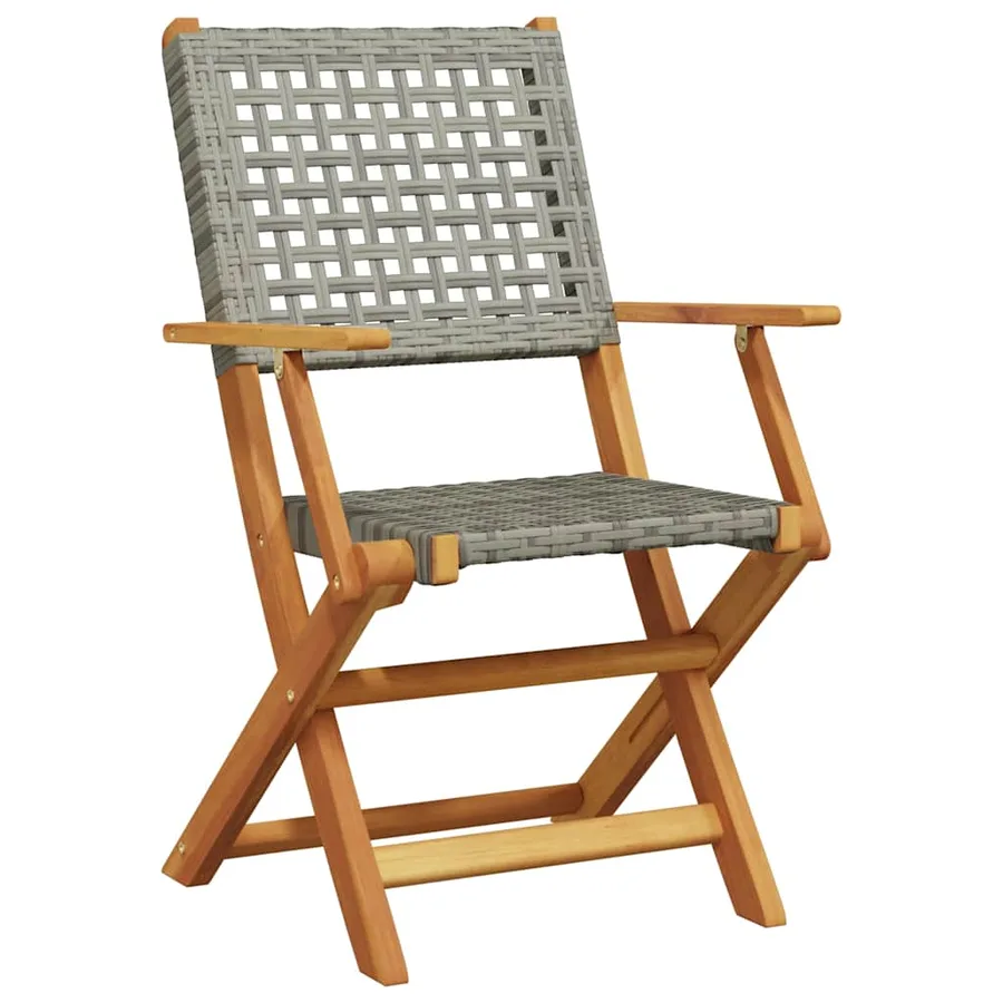 Ensemble de bistro 3 pcs gris résine tressée et bois massif - 6