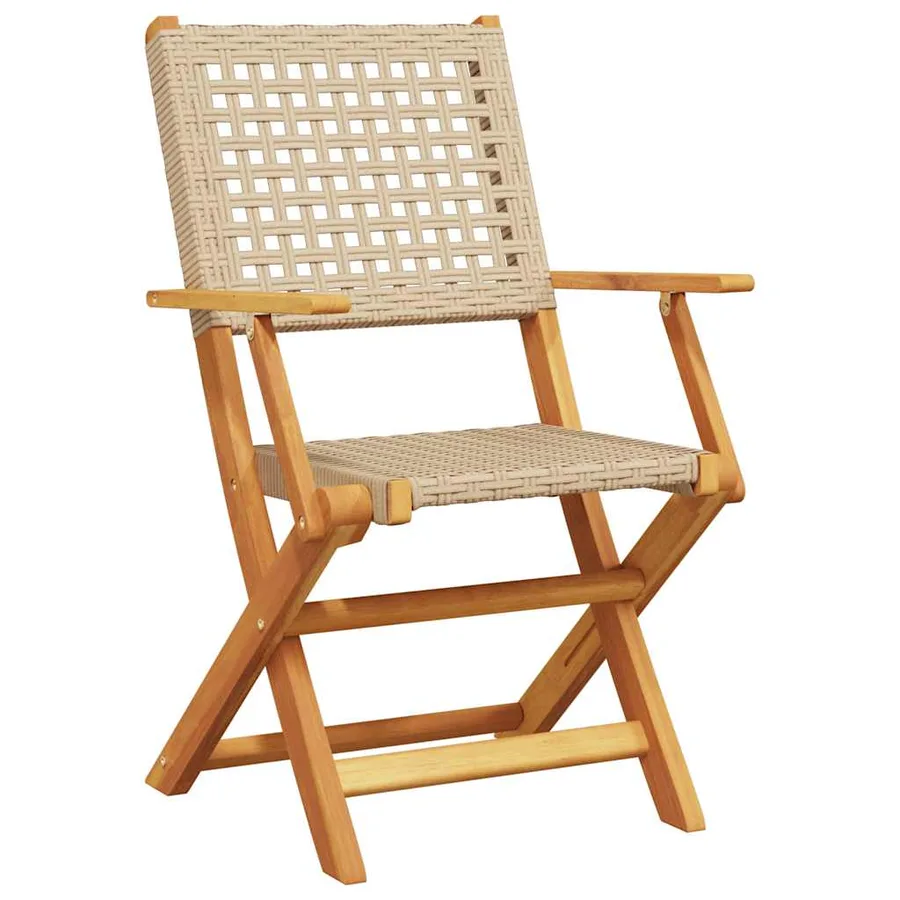 Ensemble de bistro 3 pcs beige résine tressée et bois massif - 3