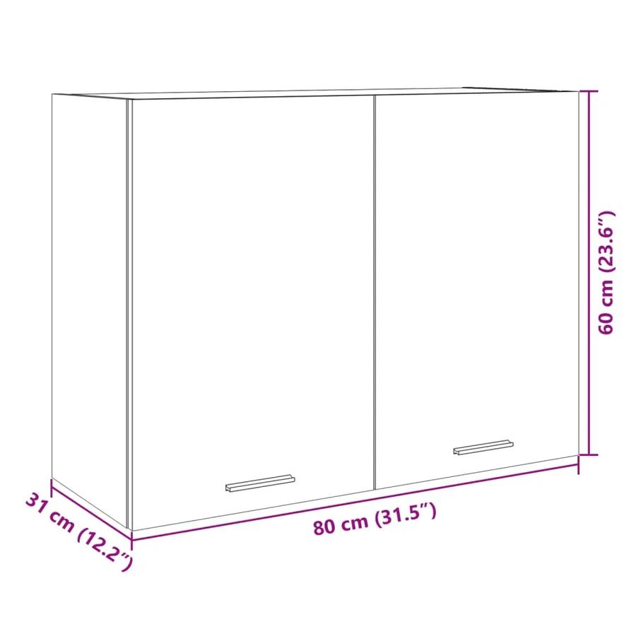 Armoire suspendue "Lyon" Chêne Sonoma 80 x 31 x 60 cm Bois d'ingénierie - 12
