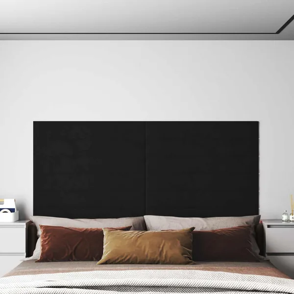 Tête de lit murale 12 pcs Noir Velours