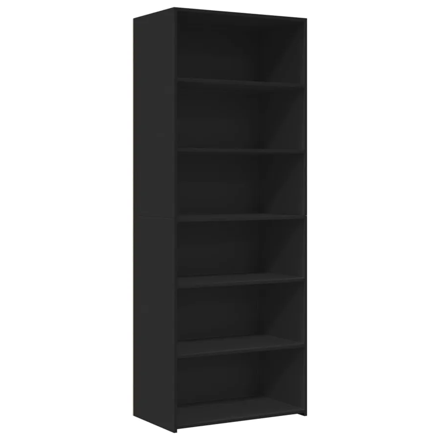 Buffet haut noir 70x41x185 cm bois d'ingénierie - 2