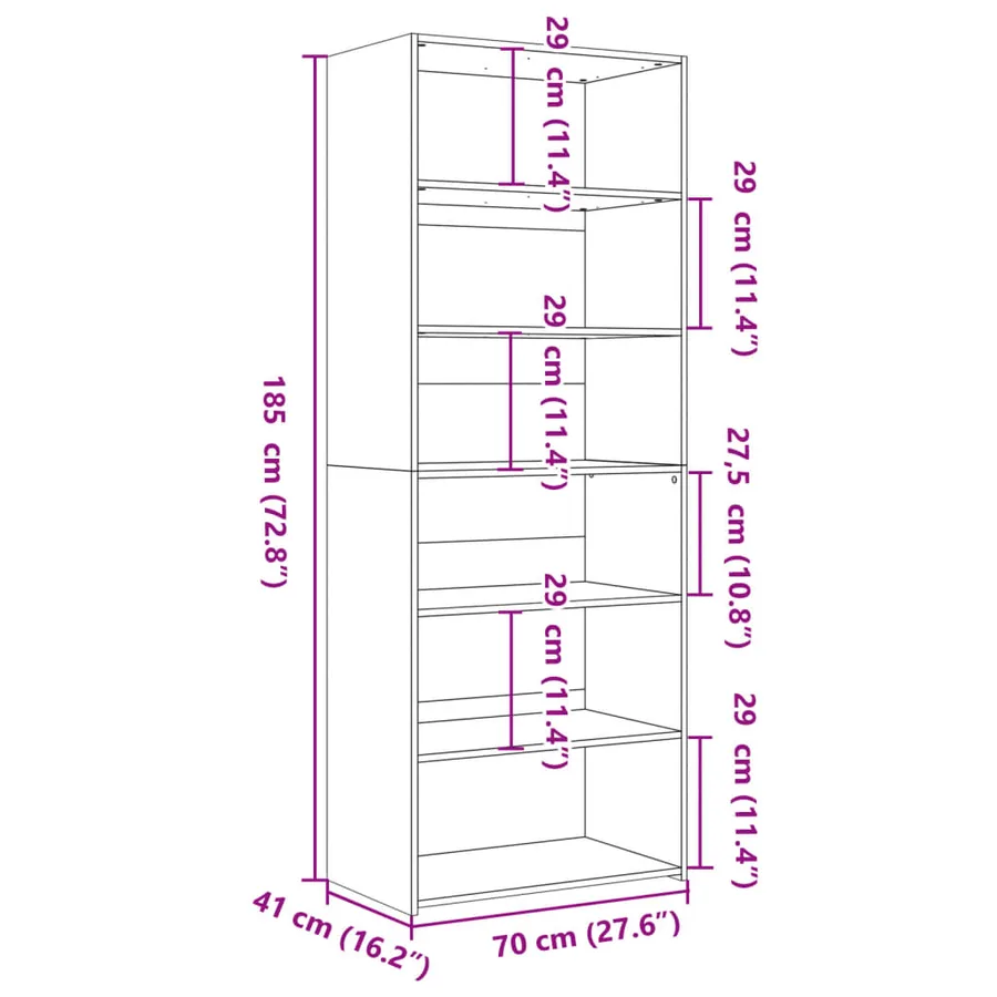 Buffet haut noir 70x41x185 cm bois d'ingénierie - 9