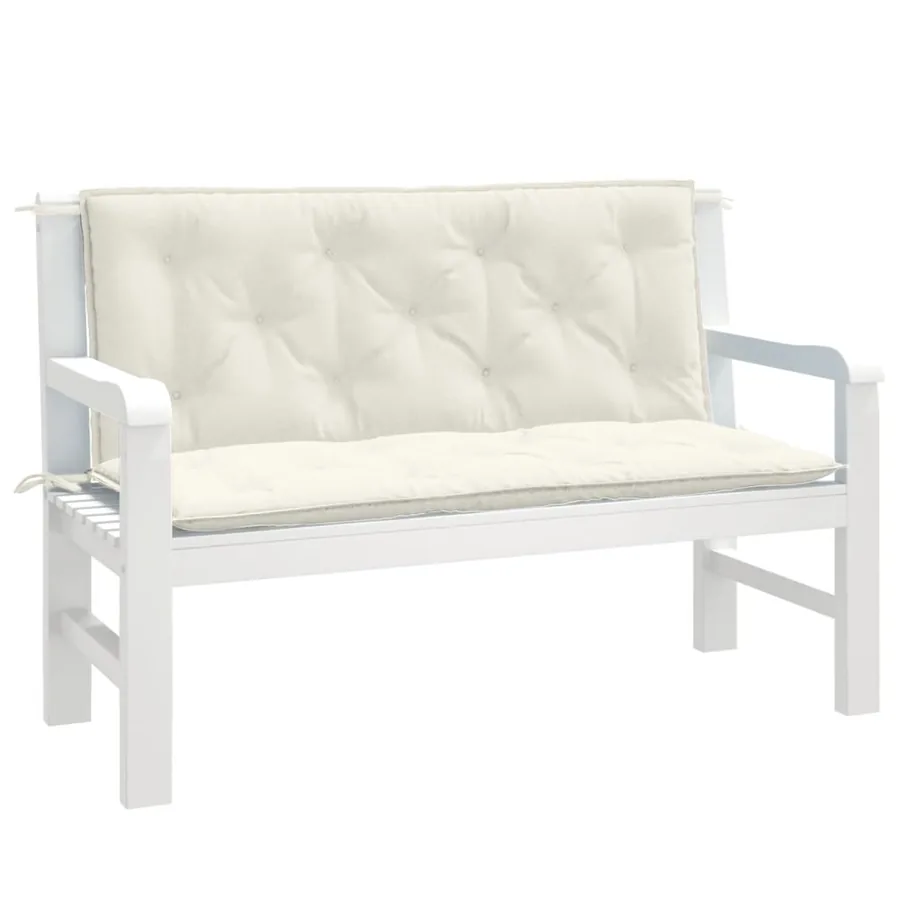 Coussins de banc de jardin lot de 2 crème mélangé tissu