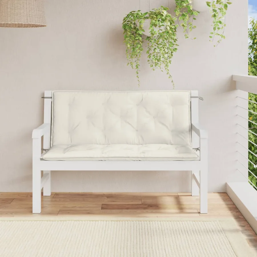 Coussins de banc de jardin lot de 2 crème mélangé tissu - 3