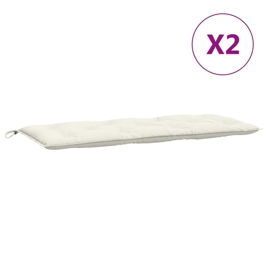 Coussins de banc de jardin lot de 2 crème mélangé tissu - 4