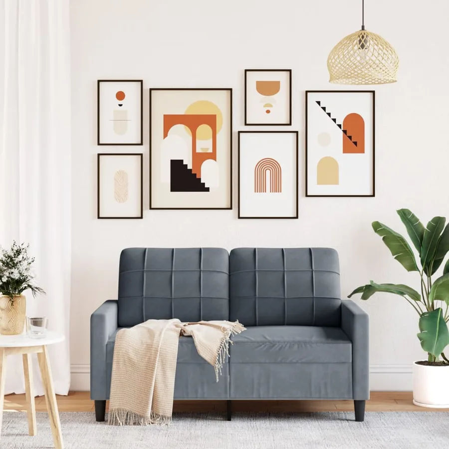 Canapé à 2 places Gris foncé 120 cm Velours - 3