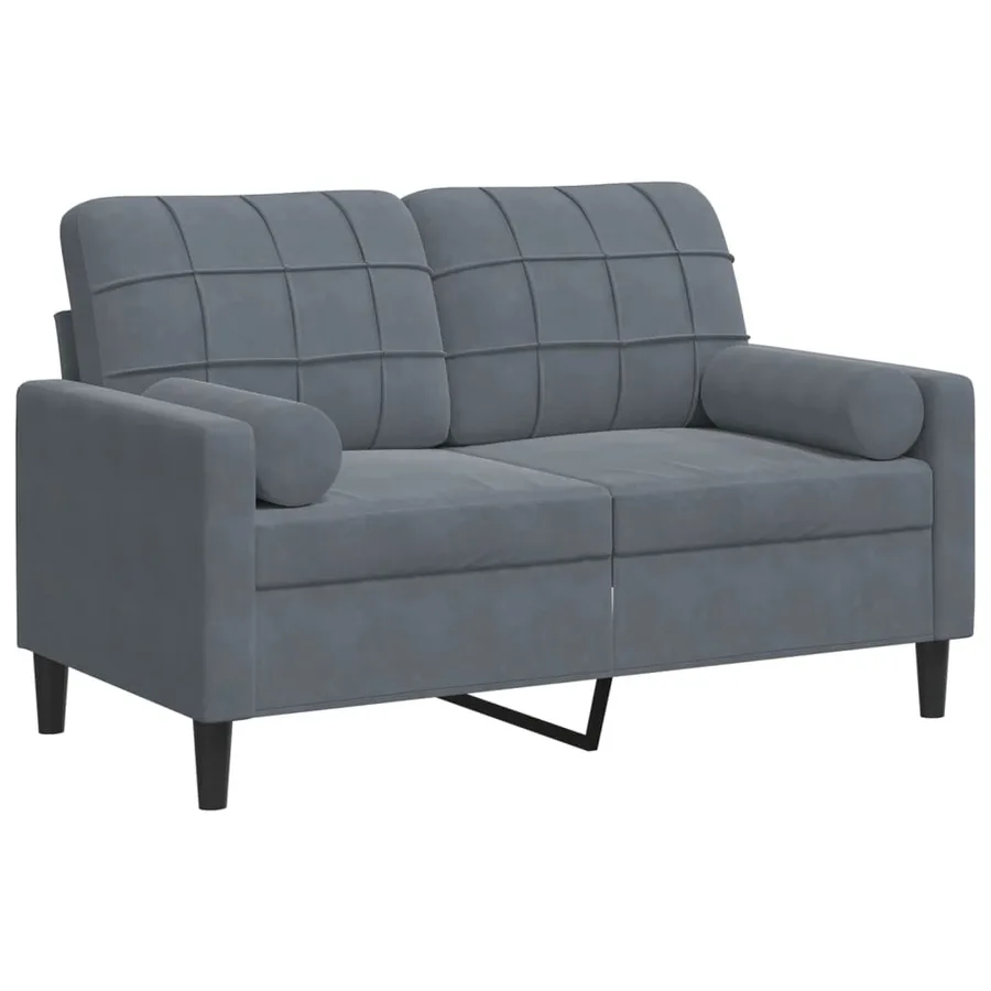 Canapé 2 places avec oreillers gris foncé 120 cm velours - 2
