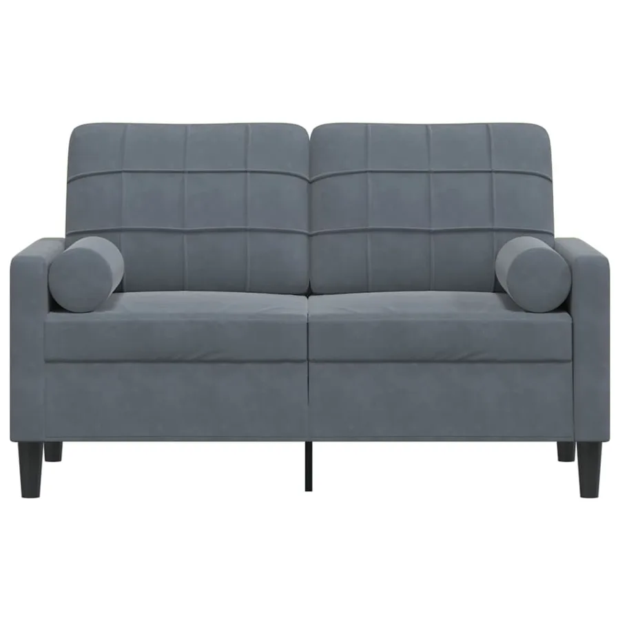 Canapé 2 places avec oreillers gris foncé 120 cm velours - 3