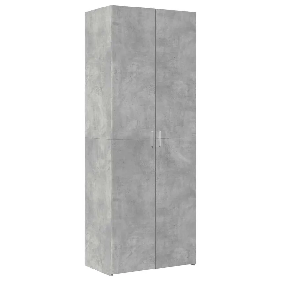 Buffet haut gris béton 70x42,5x185 cm bois d'ingénierie - 2