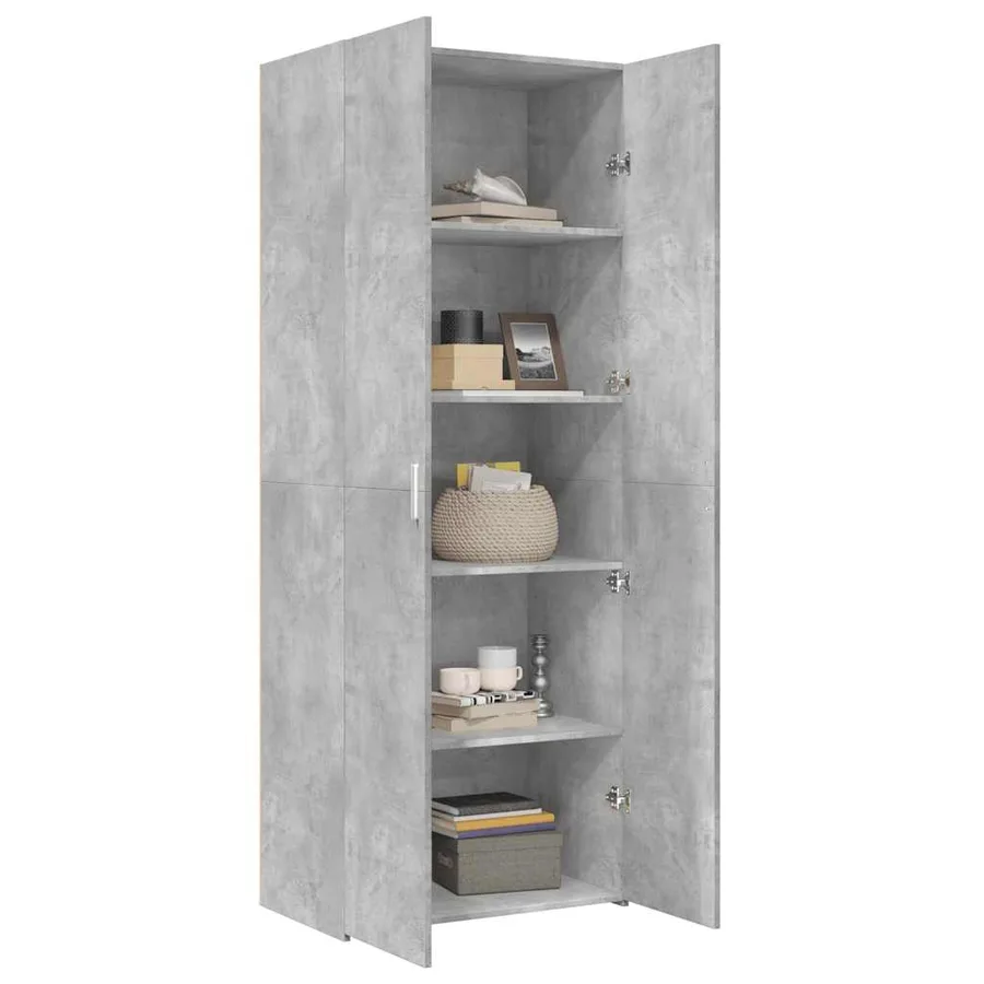 Buffet haut gris béton 70x42,5x185 cm bois d'ingénierie - 7