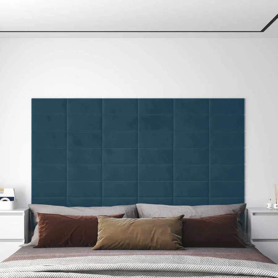 Tête de lit murale 12 pcs Bleu Velours