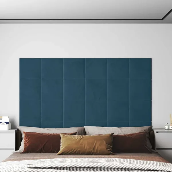 Tête de lit murale 12 pcs Bleu Velours