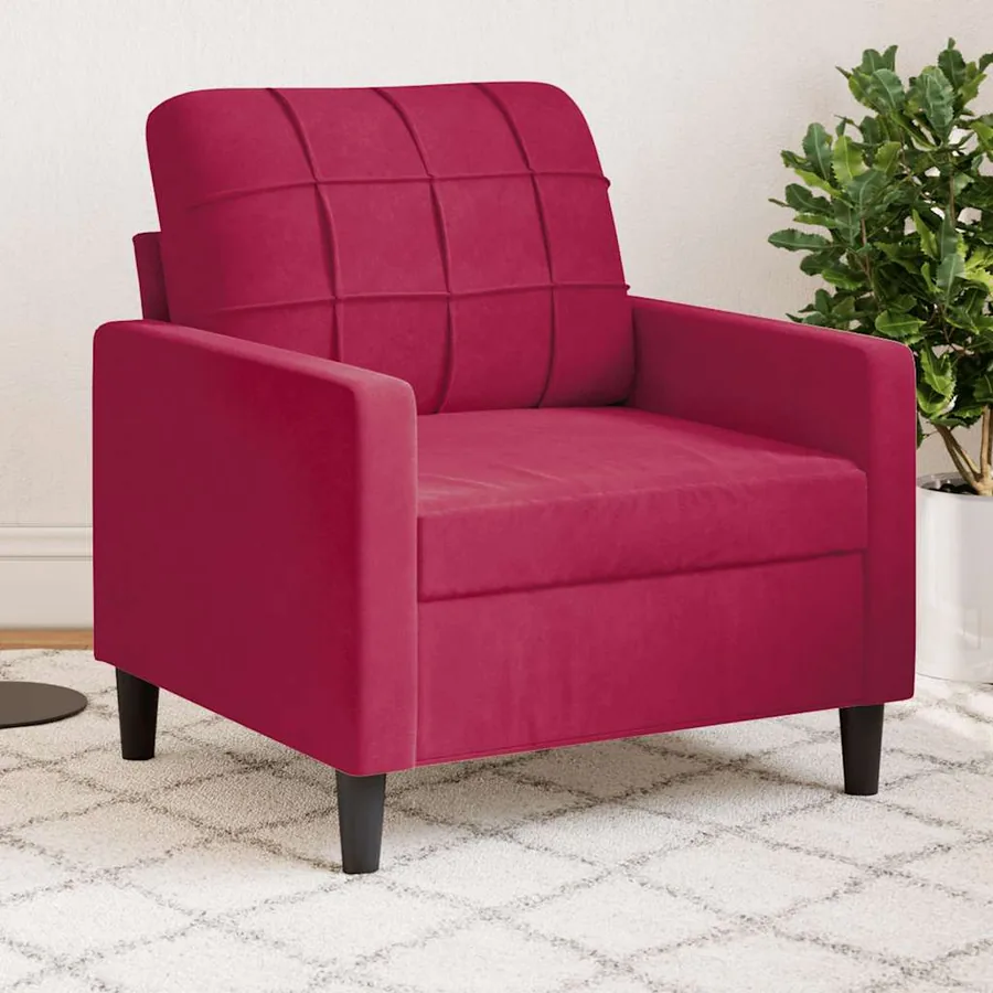 Fauteuil Rouge bordeaux 60 cm Velours