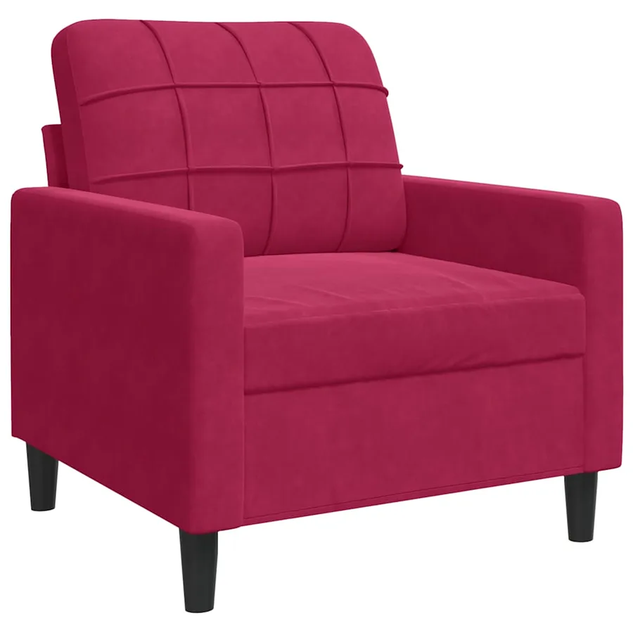 Fauteuil Rouge bordeaux 60 cm Velours - 2