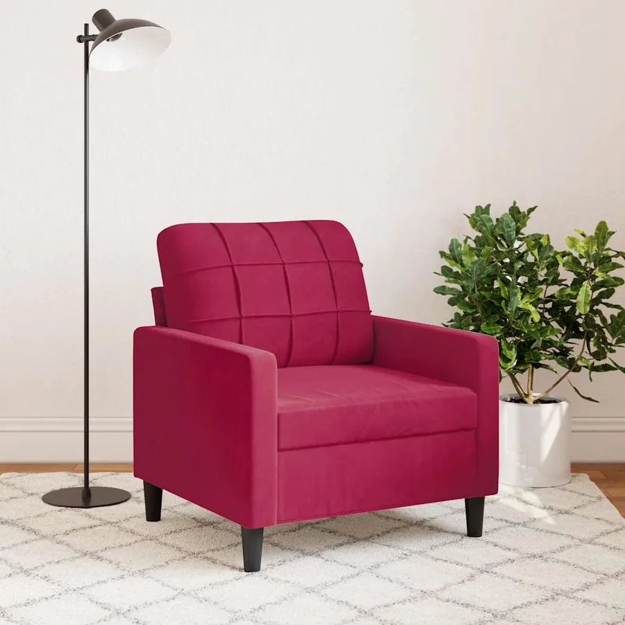 Fauteuil Rouge bordeaux 60 cm Velours - 3