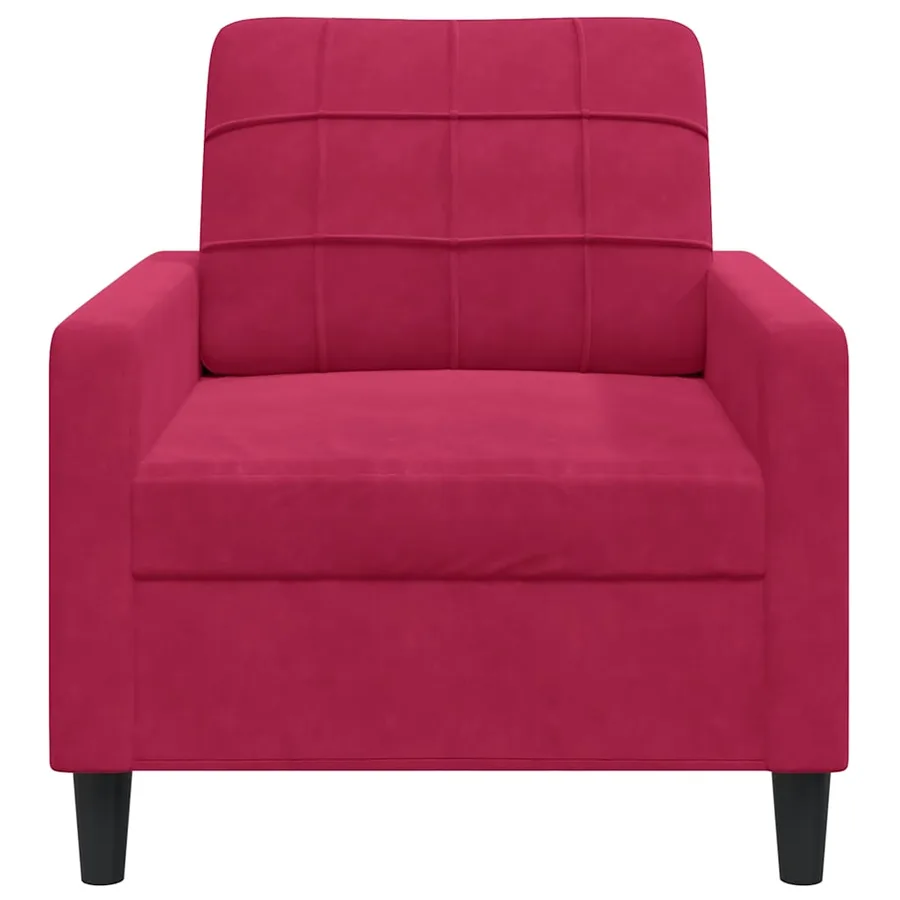 Fauteuil Rouge bordeaux 60 cm Velours - 4