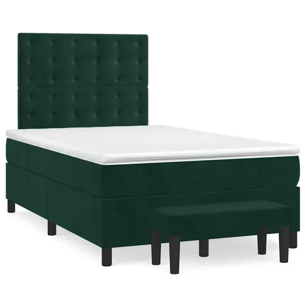 Sommier à lattes de lit avec matelas vert foncé 120x190 cm