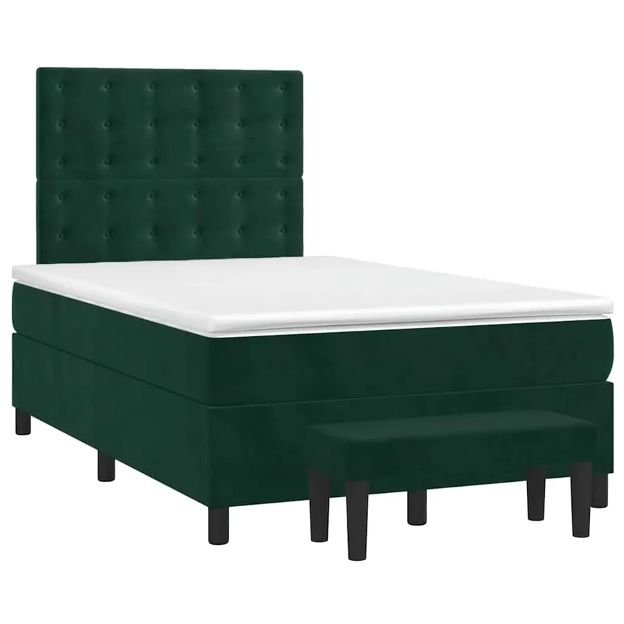 Sommier à lattes de lit avec matelas vert foncé 120x190 cm - 2