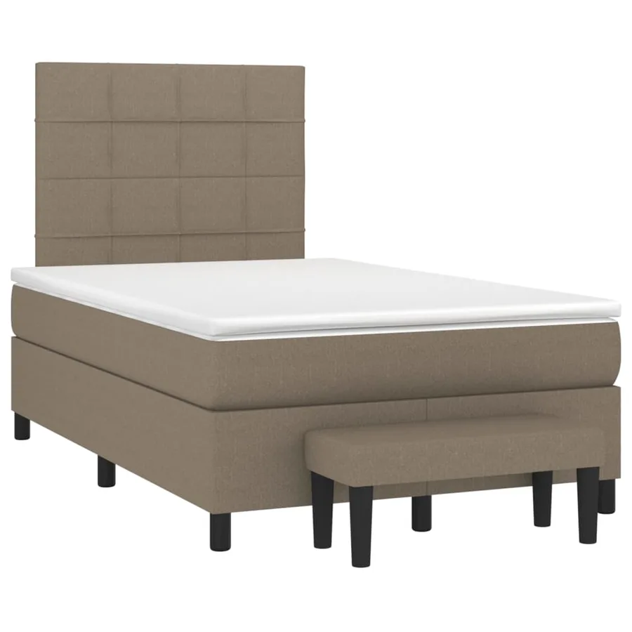 Sommier à lattes de lit avec matelas taupe 120x190 cm tissu - 2