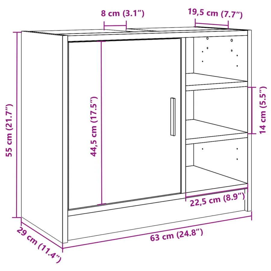 Armoire d'évier chêne marron 63x29x55 cm bois d'ingénierie - 11