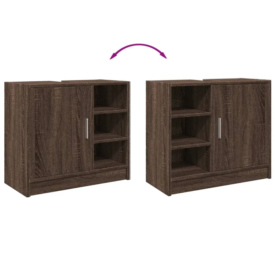 Armoire d'évier chêne marron 63x29x55 cm bois d'ingénierie - 8