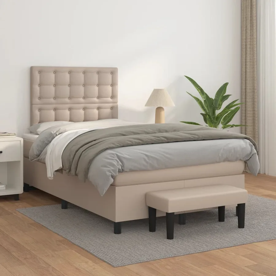 Sommier à lattes de lit matelas cappuccino 120x190cm similicuir - 3