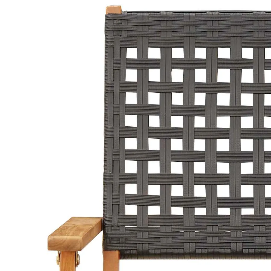 Ensemble à manger de jardin 7 pcs noir rotin et bois massif - 10