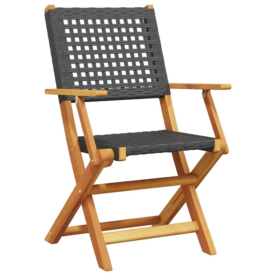 Ensemble à manger de jardin 7 pcs noir rotin et bois massif - 3