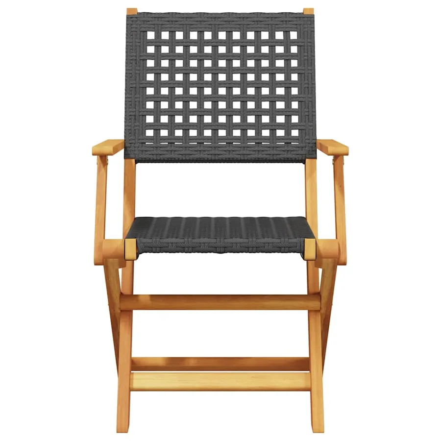 Ensemble à manger de jardin 7 pcs noir rotin et bois massif - 4