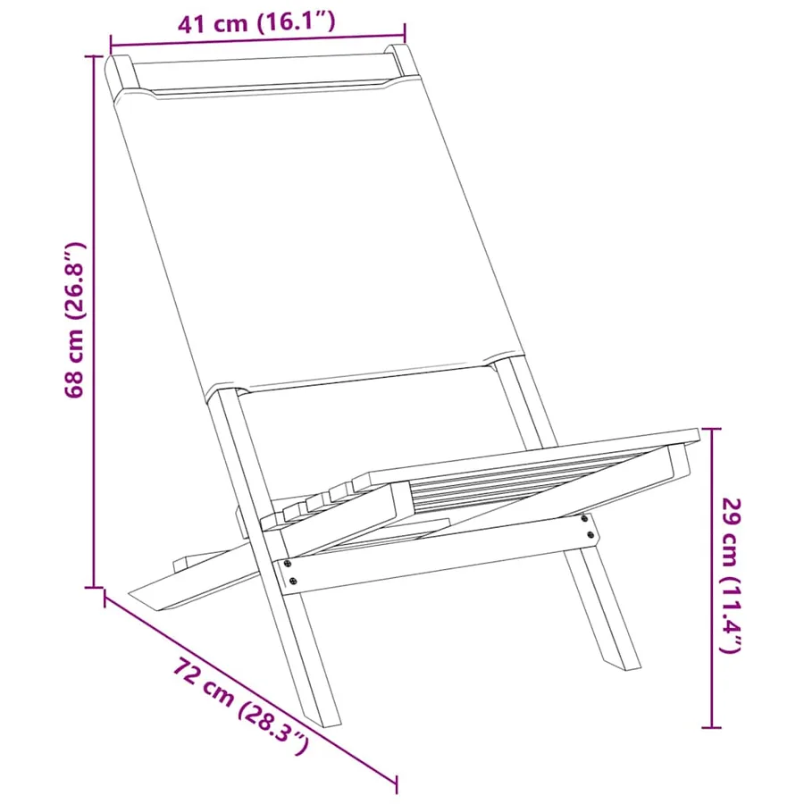 Chaises de jardin pliantes lot de 6 tissu et bois massif - 11