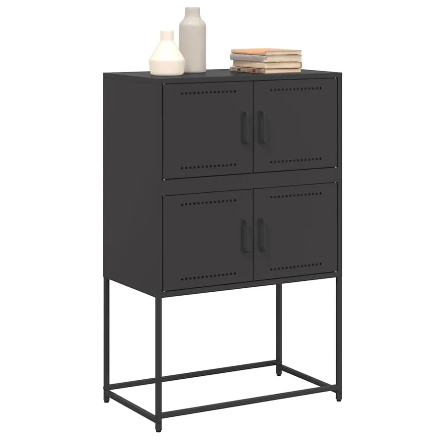 Buffet noir 68,5x38,5x107 cm acier - 4