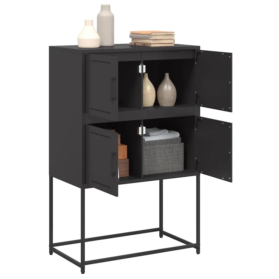 Buffet noir 68,5x38,5x107 cm acier - 5