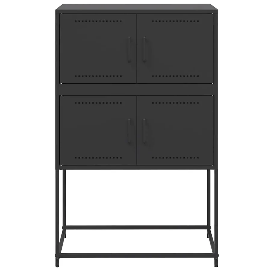 Buffet noir 68,5x38,5x107 cm acier - 6