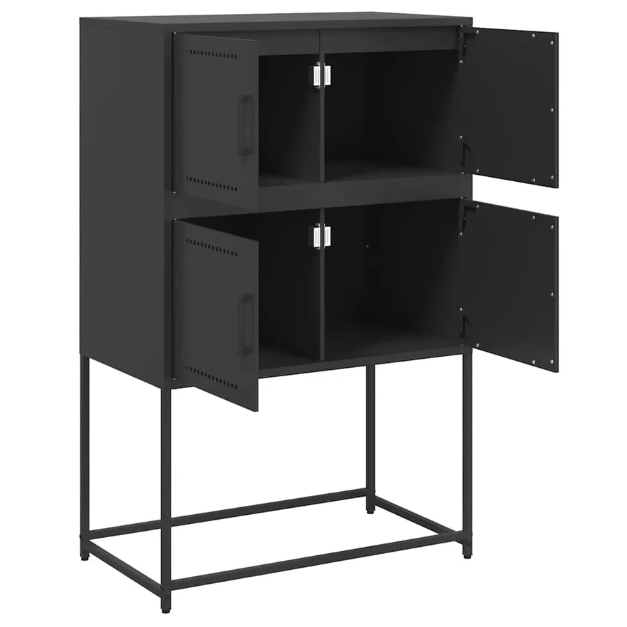 Buffet noir 68,5x38,5x107 cm acier - 9