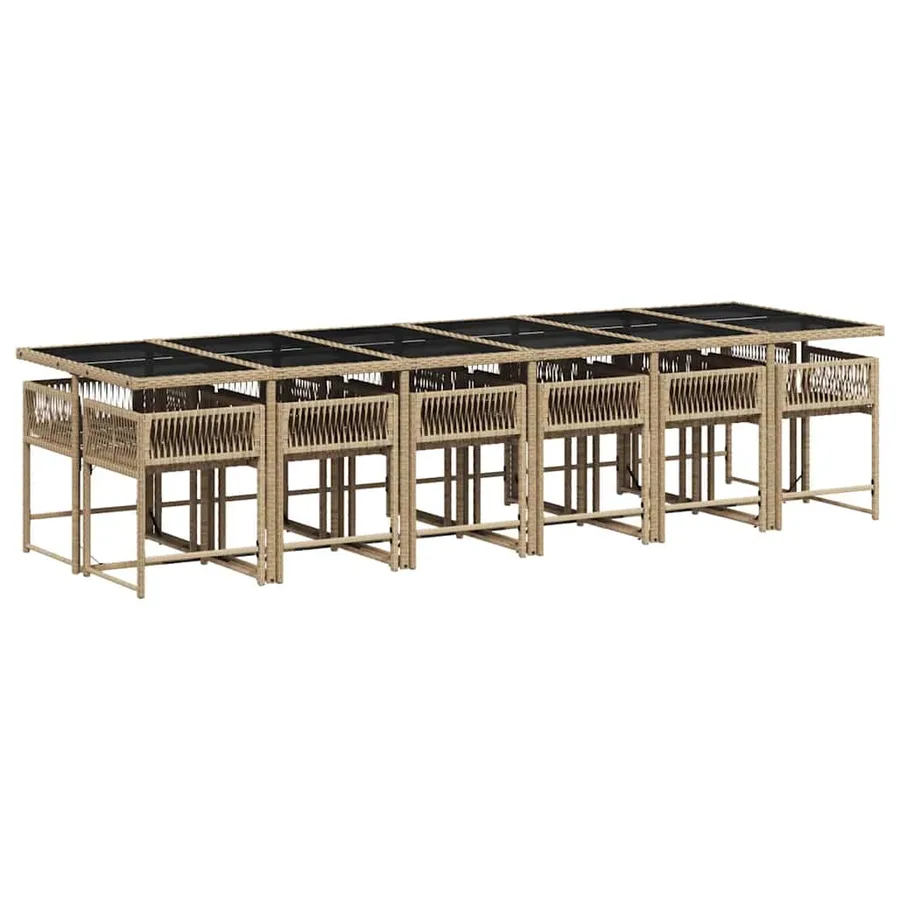 Ensemble à manger de jardin et coussins 13 pcs beige - 3