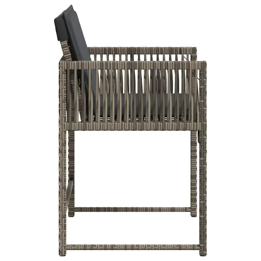 Chaises de jardin avec coussins lot de 4 gris résine tressée - 6