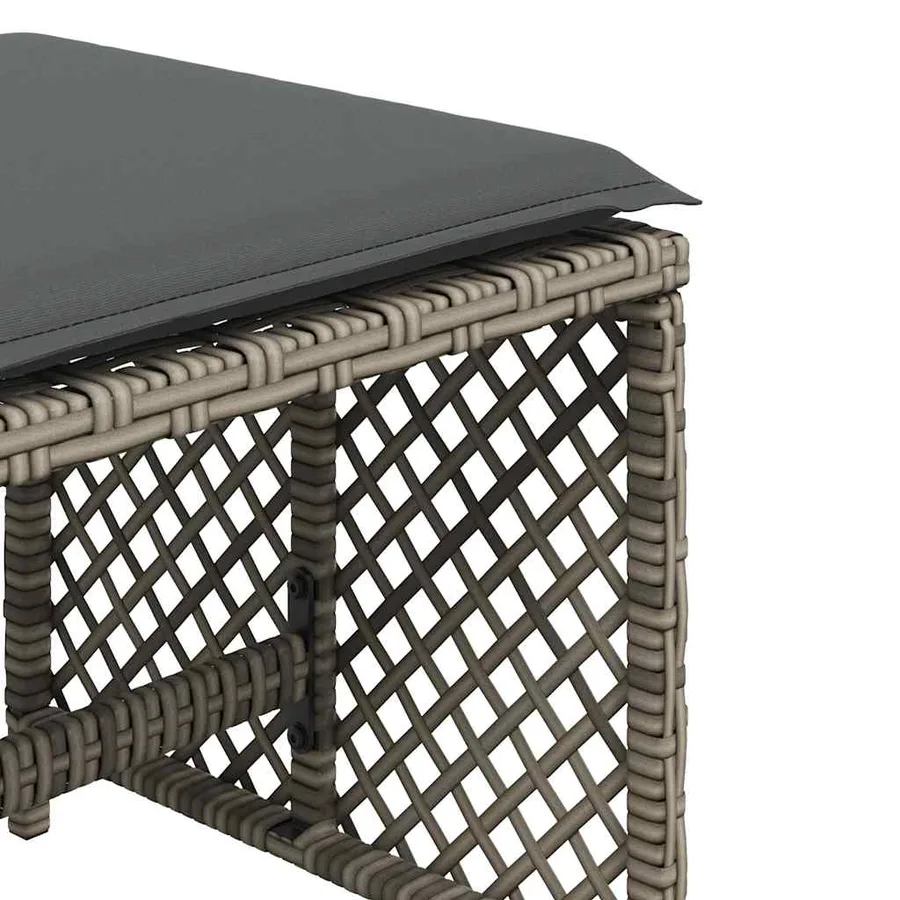 Tabourets de jardin et coussins lot de 4 gris 41x41x36 cm rotin - 9
