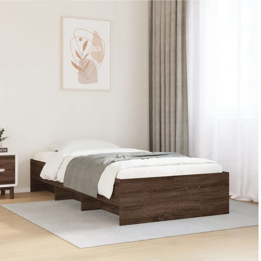 Cadre de lit sans matelas chêne marron 75x190cm bois ingénierie