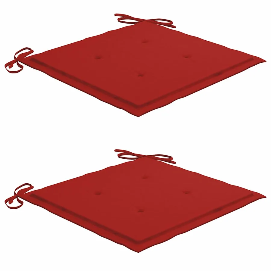 Ensemble de bistro 3pcs avec coussins rouge Bois de teck massif - 7