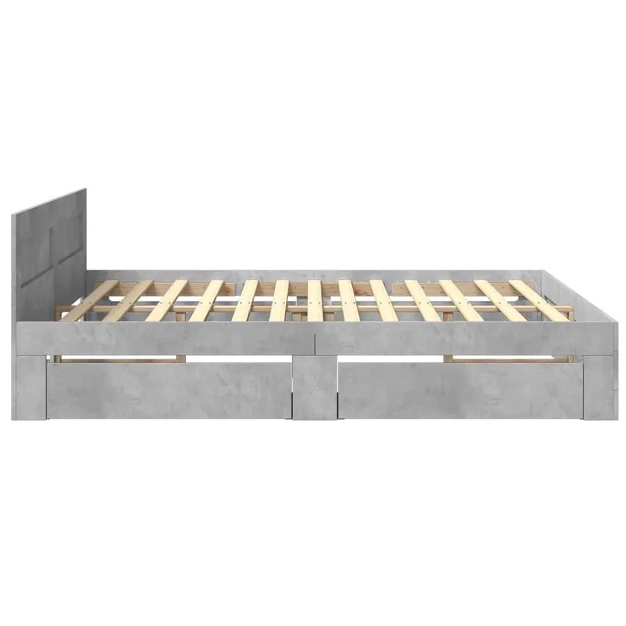 Cadre de lit tête de lit sans matelas gris béton 200x200 cm - 6