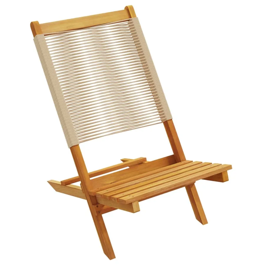 Chaises de jardin lot de 2 beige bois d'acacia et polypropylène - 4