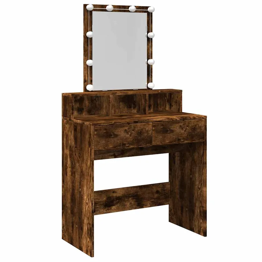 Coiffeuse avec LED chêne fumé 80x41x144,5 cm - 2