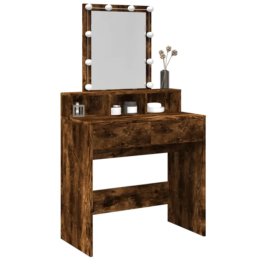 Coiffeuse avec LED chêne fumé 80x41x144,5 cm - 4