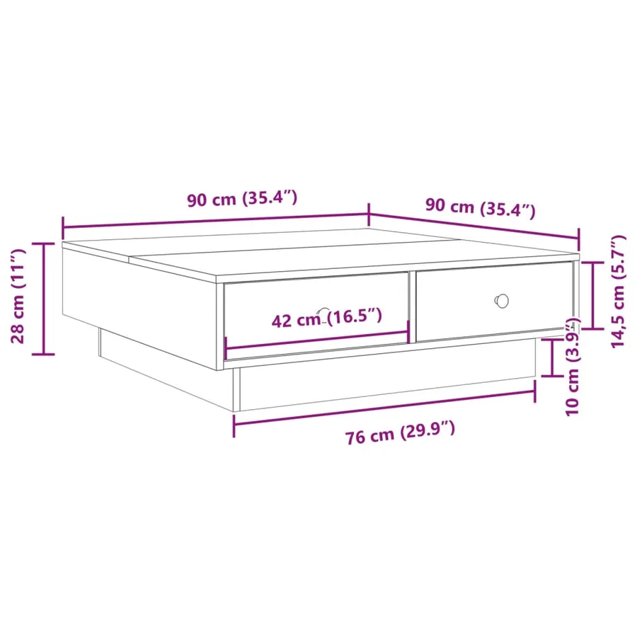 Table basse Blanc 90x90x28 cm Aggloméré - 10